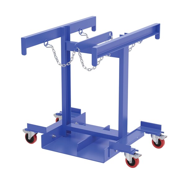 Blue 4 Cylinder Caddies 4" Poly Swivel With Lock Casters 800 lb